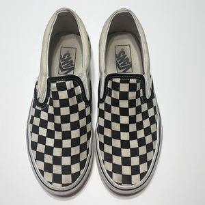 Black and White Checkerboard Slip-On Vans